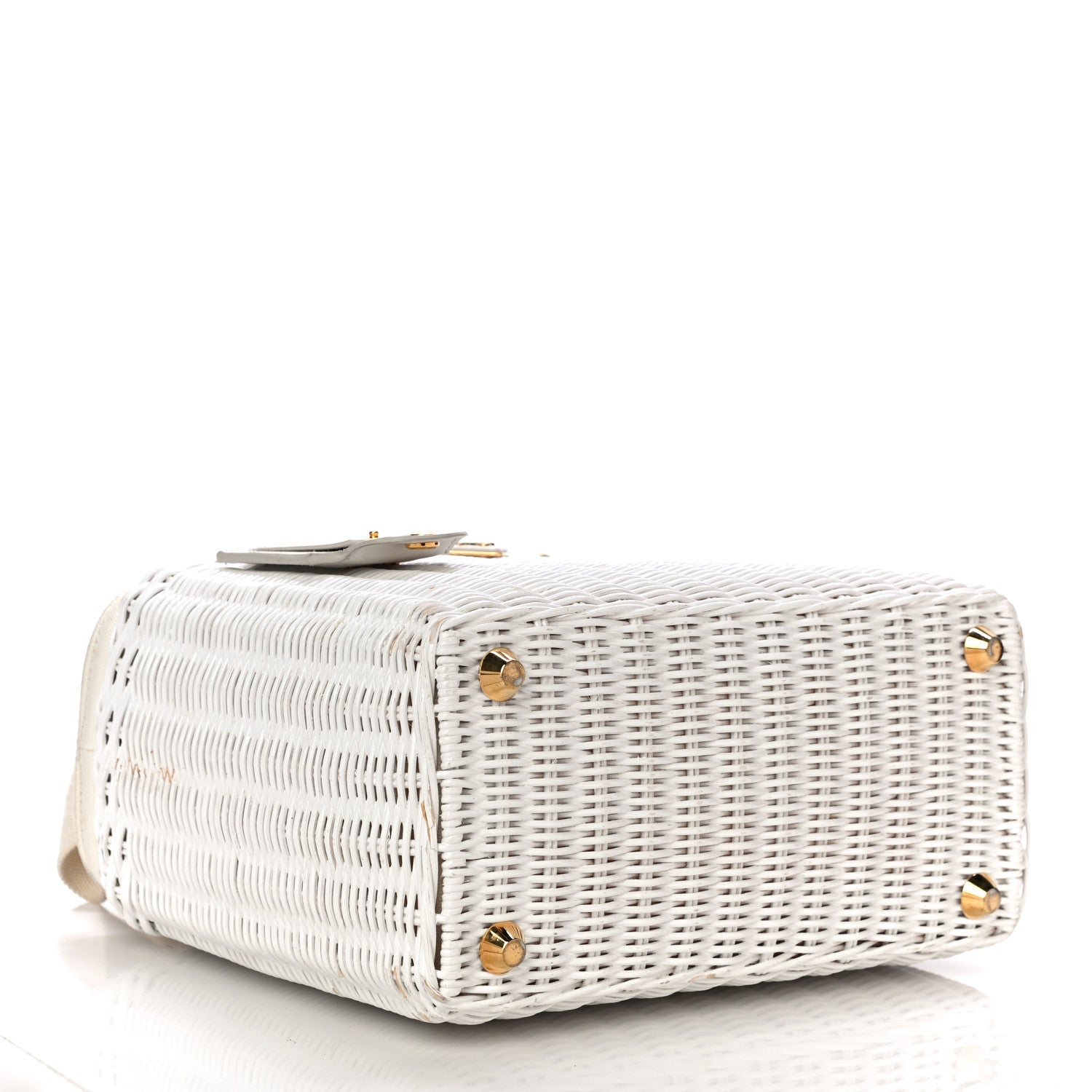 Prada Canvas Wicker Tote White 4 of 23