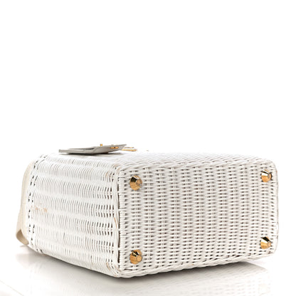 Prada Canvas Wicker Tote White 4 of 23
