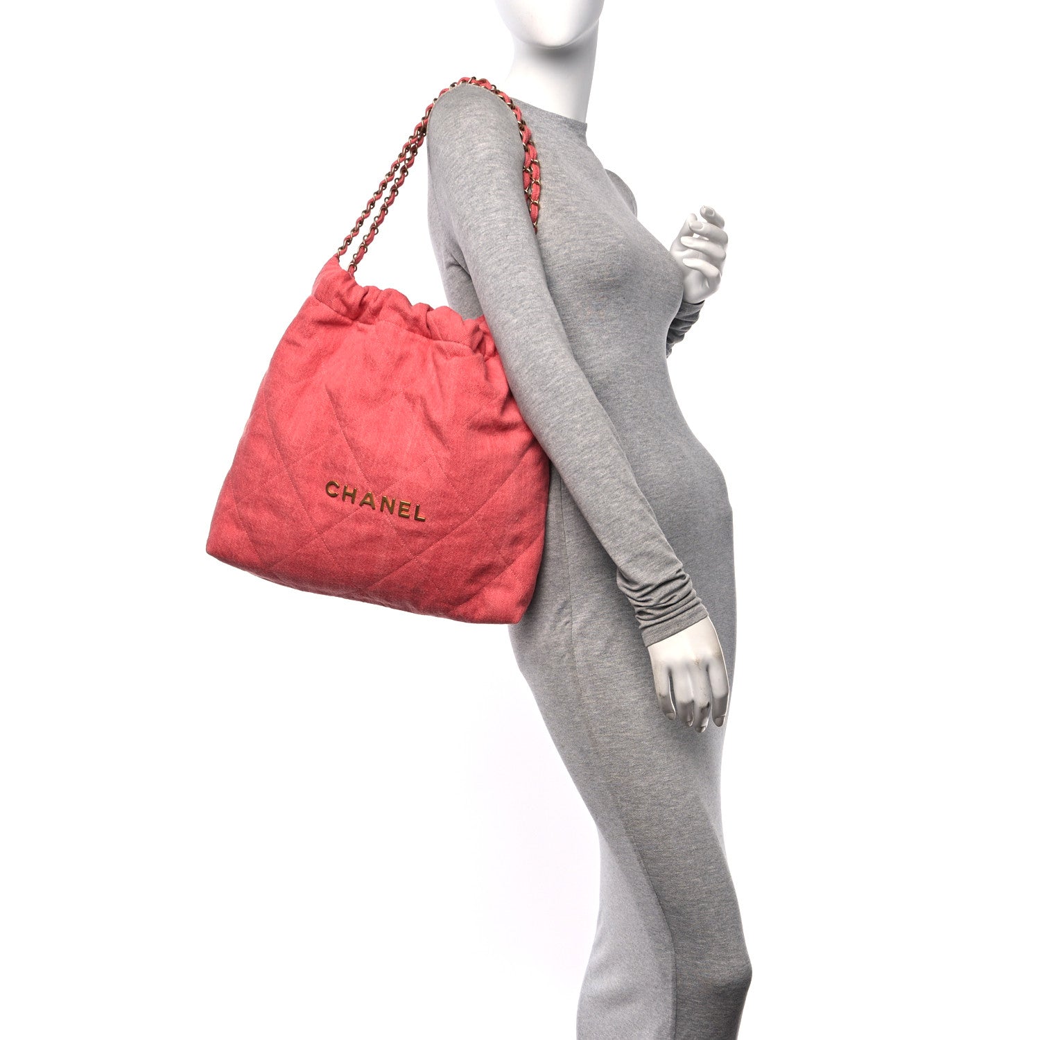 Chanel Washed Denim Quilted Chanel 22 Red 3 of 11