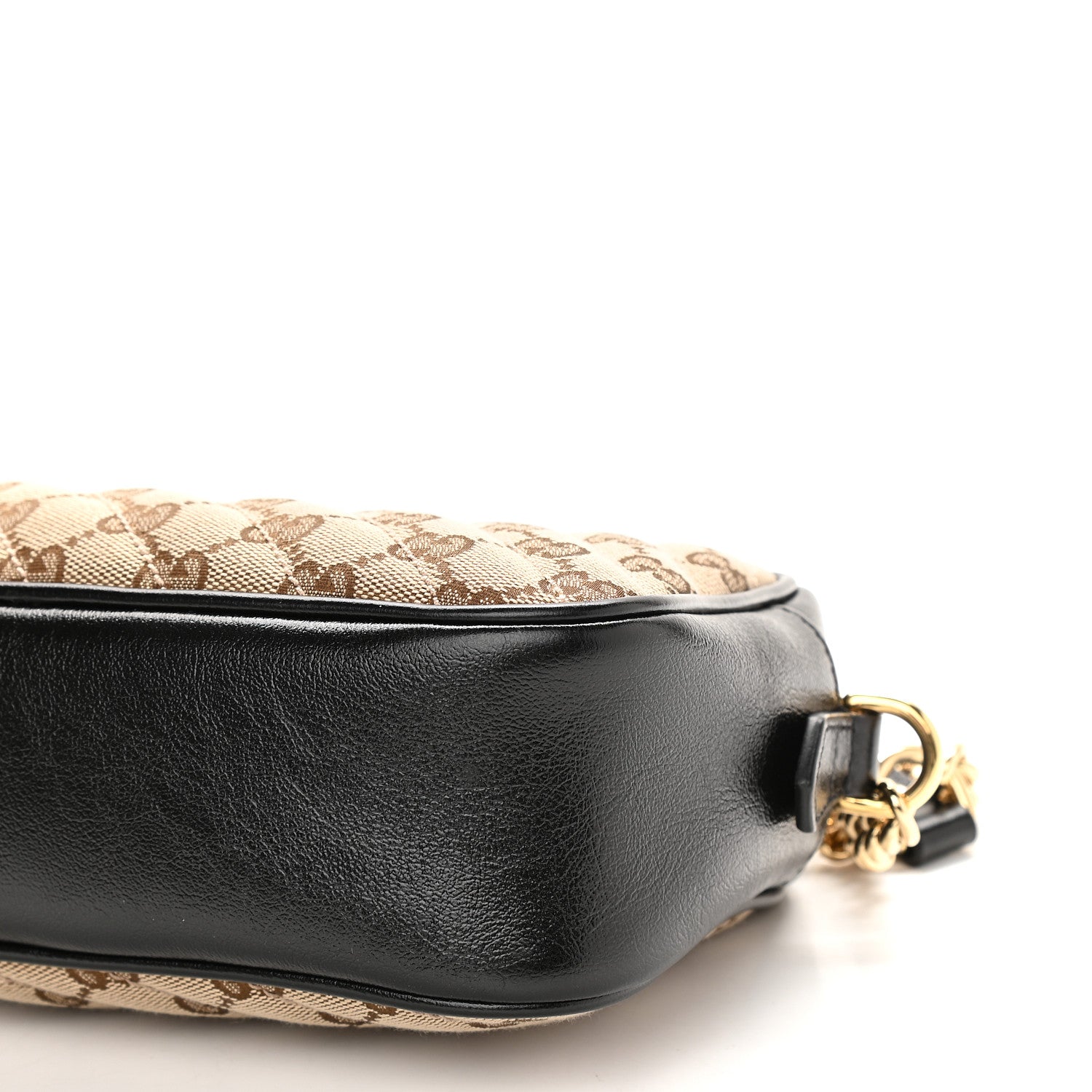 Gucci Monogram Matelasse Diagonal Small GG Marmont Chain Shoulder Bag Beige Black 9 of 10