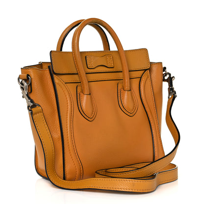 Celine Drummed Calfskin Nano Luggage Ocre 2 of 10
