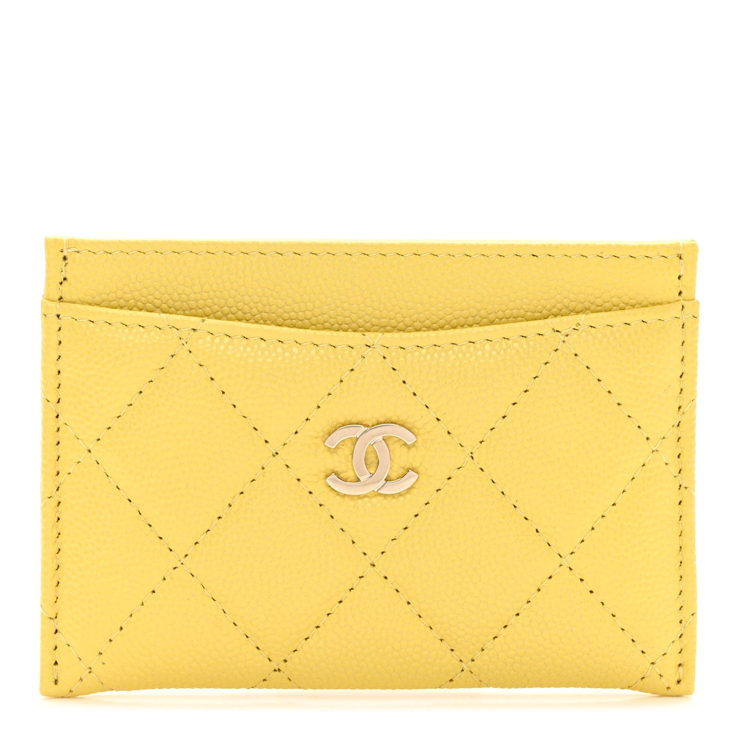 Caviar Quilted Card Holder Yellow