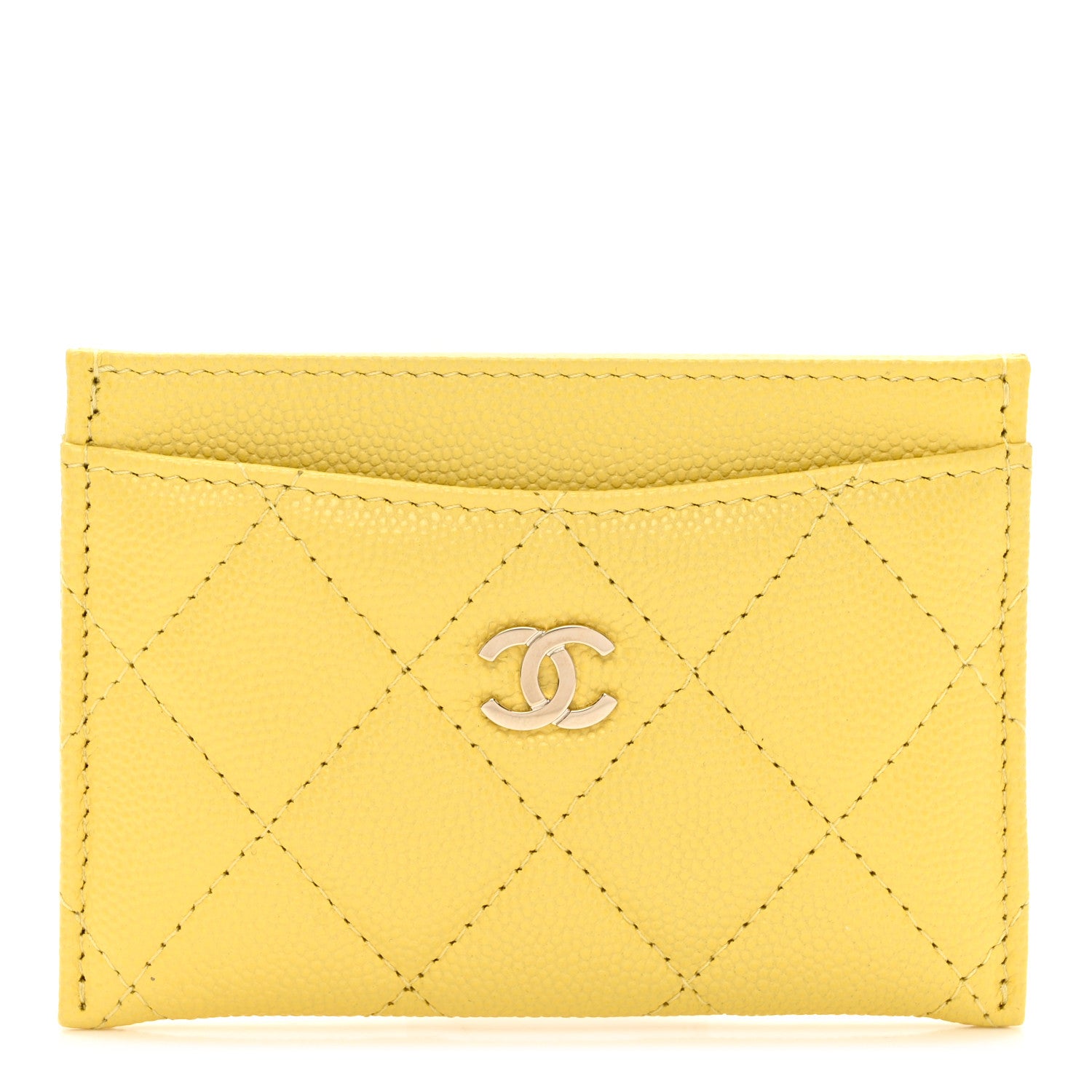 Chanel Caviar Quilted Card Holder Yellow 1 of 9
