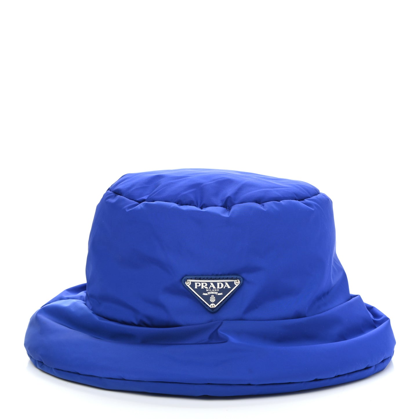 Re-Nylon Metal Triangle Logo Padded Mens Bucket Hat XL Azzurro