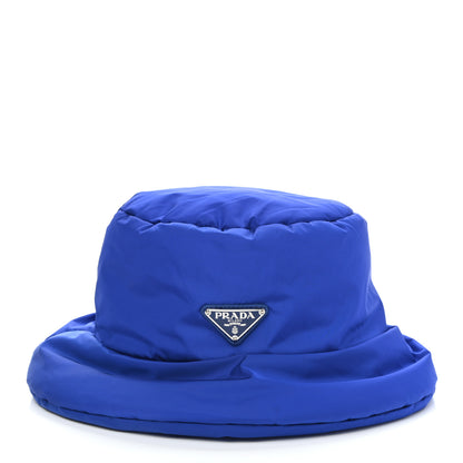 Prada Re-Nylon Metal Triangle Logo Padded Mens Bucket Hat XL Azzurro 3 of 8