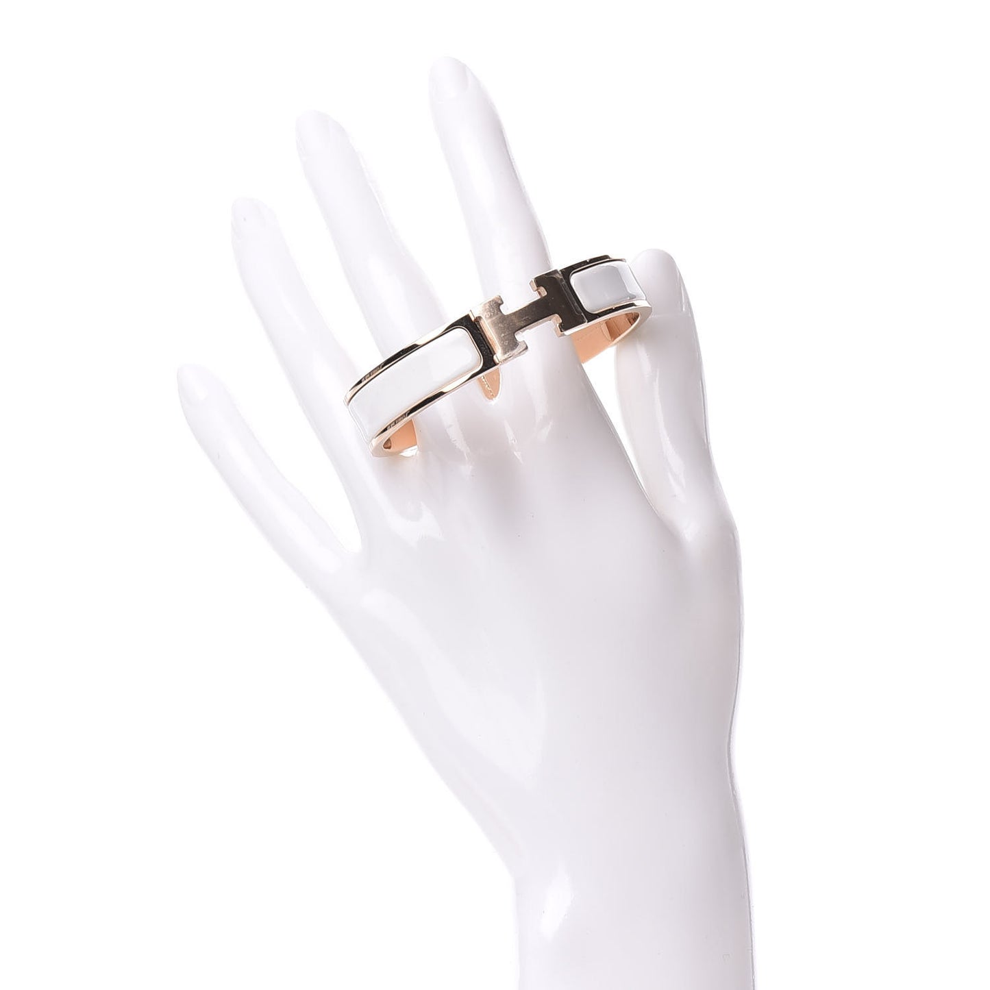 Enamel Narrow Clic Clac H Bracelet PM White