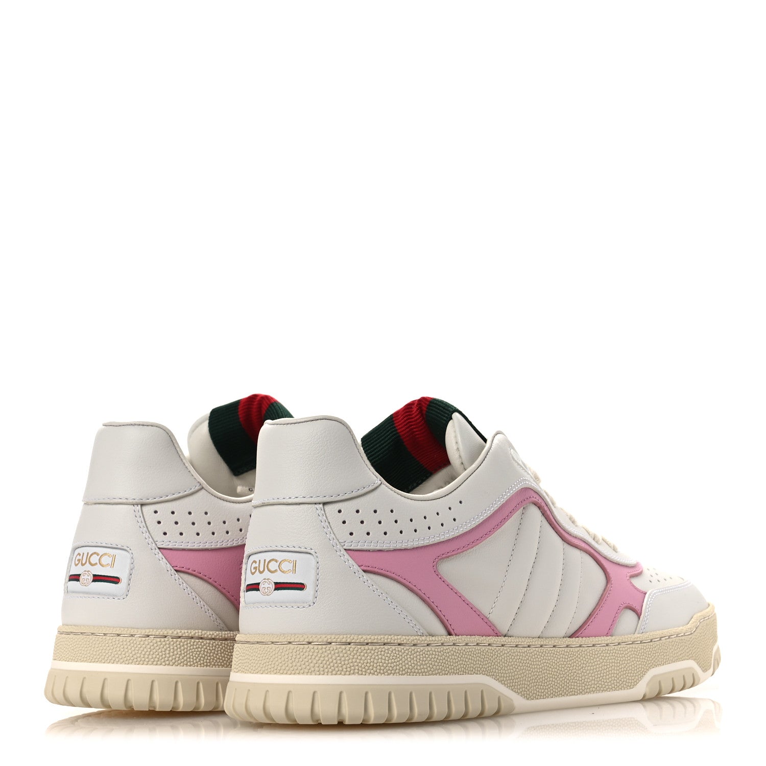 Gucci Calfskin Womens Re-Web Sneakers 40 White Pink 5 of 10