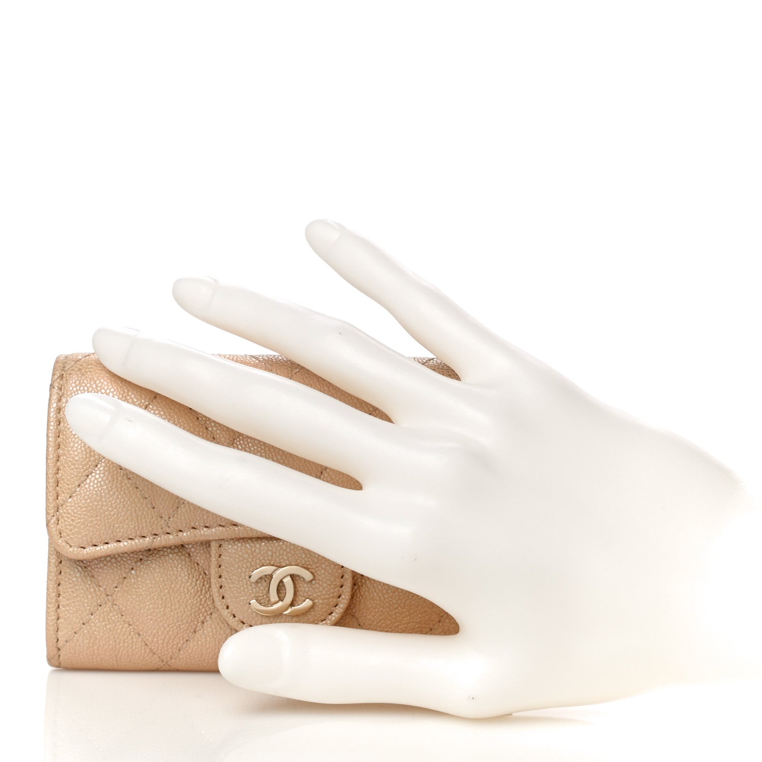 Chanel Iridescent Caviar Quilted Flap Card Holder Beige 2 of 12