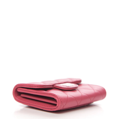 Chanel Lambskin Quilted Flap Card Holder Wallet Dark Pink 3 of 7