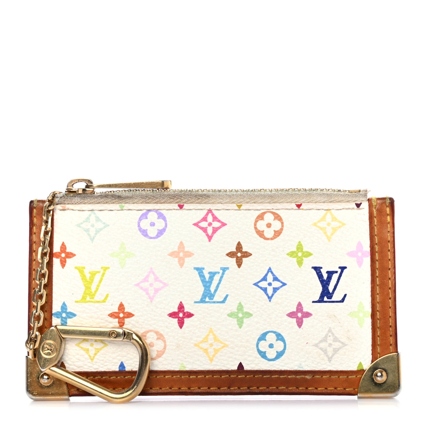 Monogram Multicolor Key Pouch White