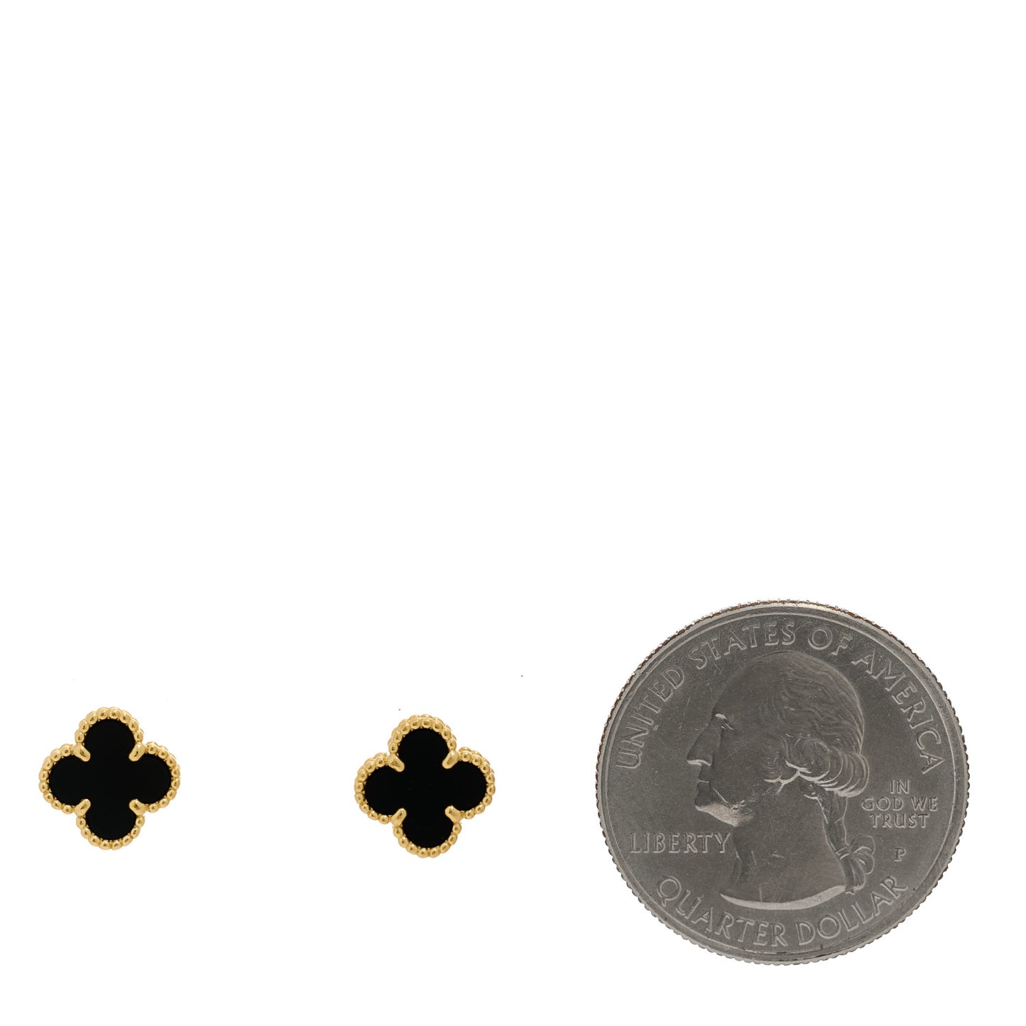 18K Yellow Gold Black Onyx Sweet Alhambra Earrings