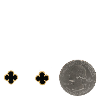 Van Cleef & Arpels 18K Yellow Gold Black Onyx Sweet Alhambra Earrings 2 of 5