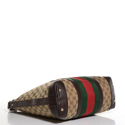 Gucci Monogram Vintage Web Medium Hobo Dark Brown 4 of 9