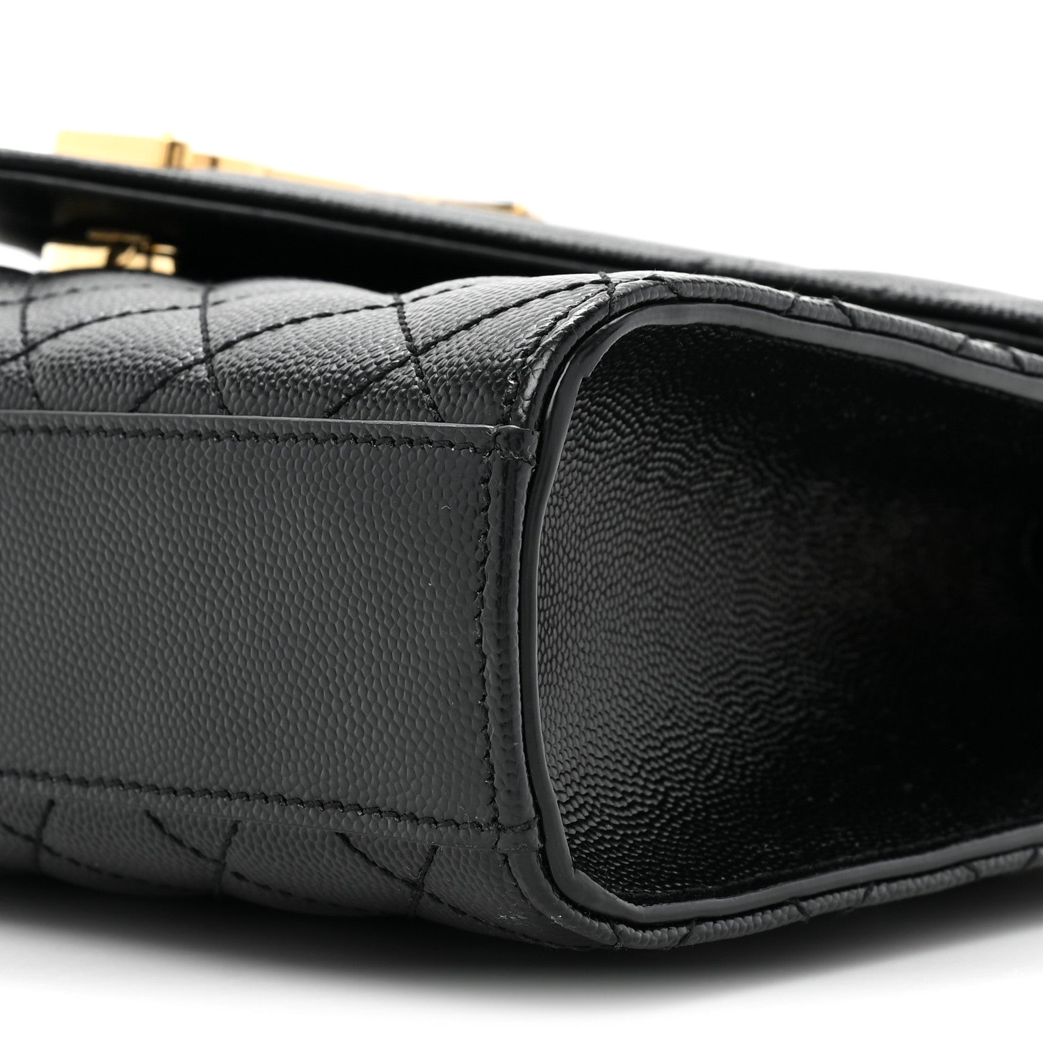Saint Laurent Grain De Poudre Textured Mixed Matelasse Triquilt Medium Monogram Satchel Black 7 of 9
