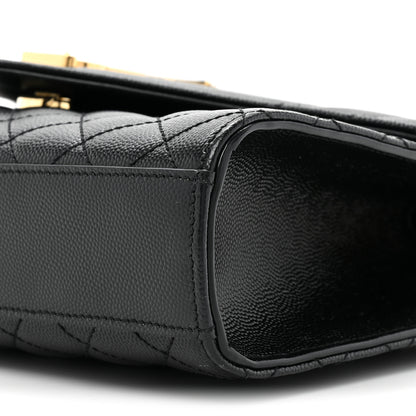 Saint Laurent Grain De Poudre Textured Mixed Matelasse Triquilt Medium Monogram Satchel Black 7 of 9