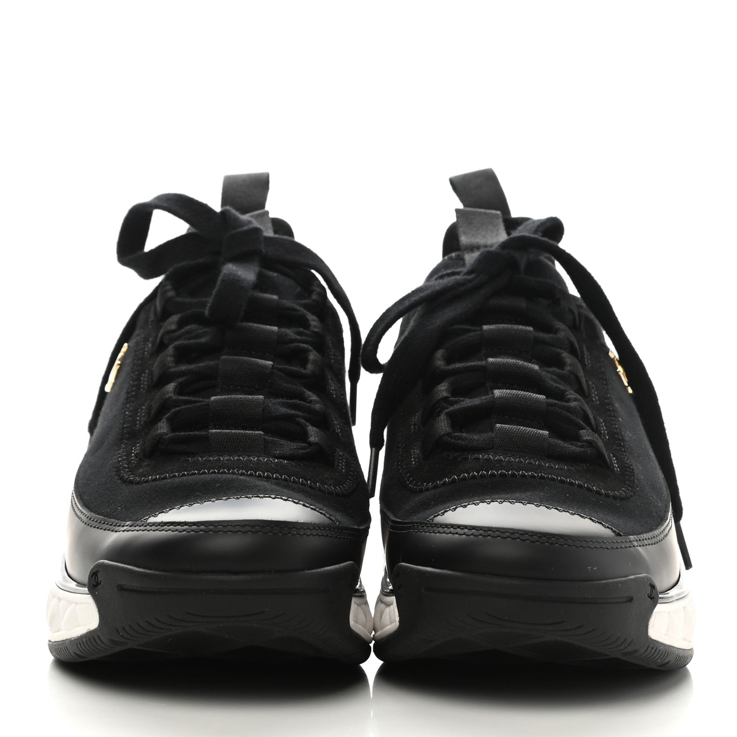 Velvet Calfskin Mixed Fibers CC Sneakers 36.5 Black