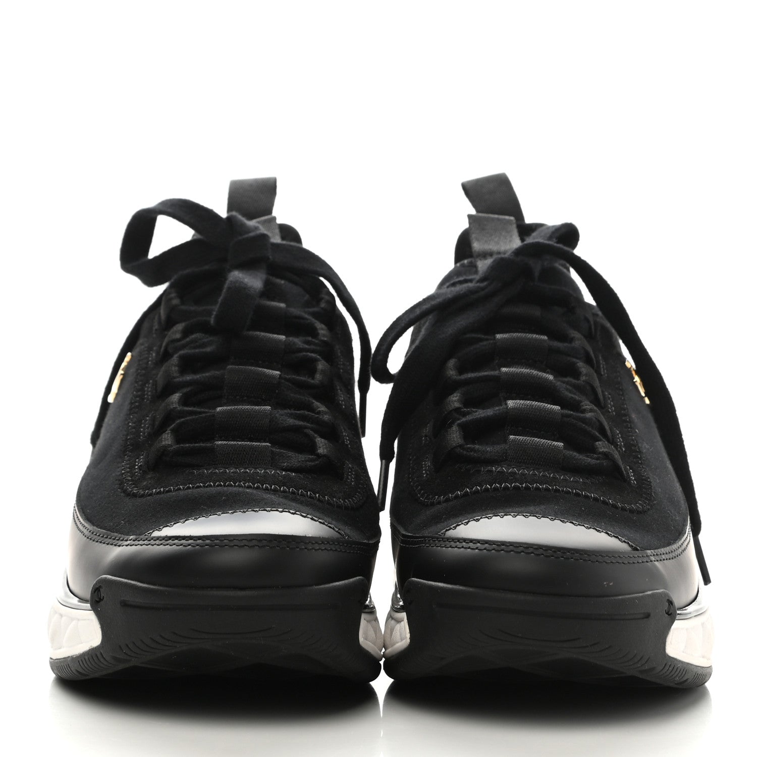Chanel Velvet Calfskin Mixed Fibers CC Sneakers 36.5 Black 2 of 7