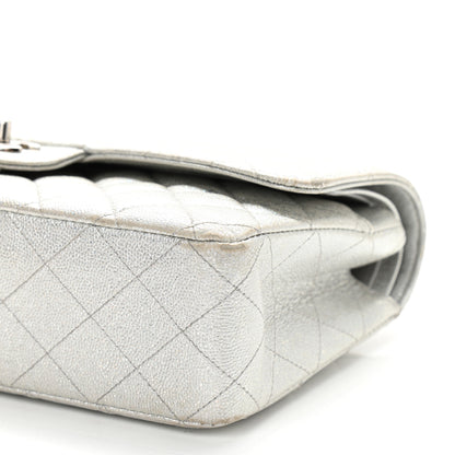 Chanel Glittered Metallic Caviar Quilted Medium Double Flap Silver 10 of 15