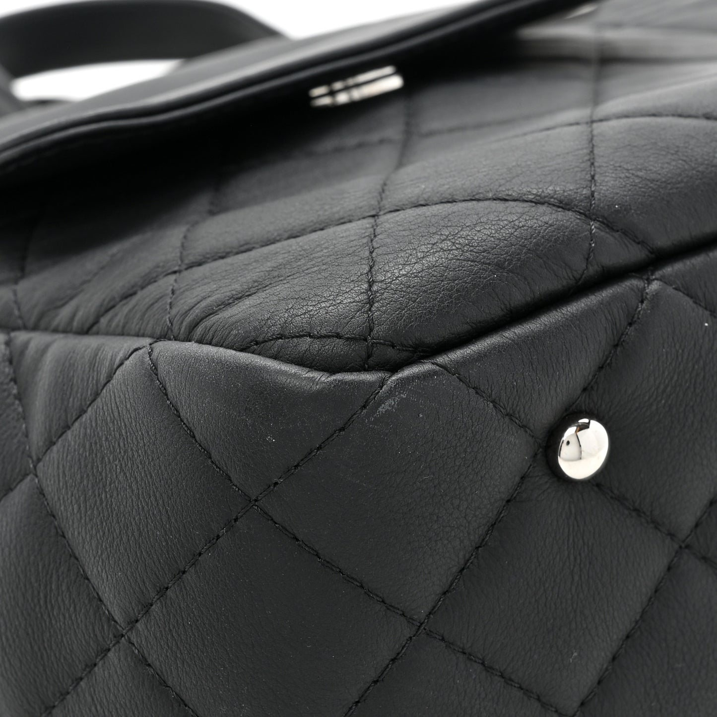 Calfskin Quilted Ultra Pocket Shopping Tote Black