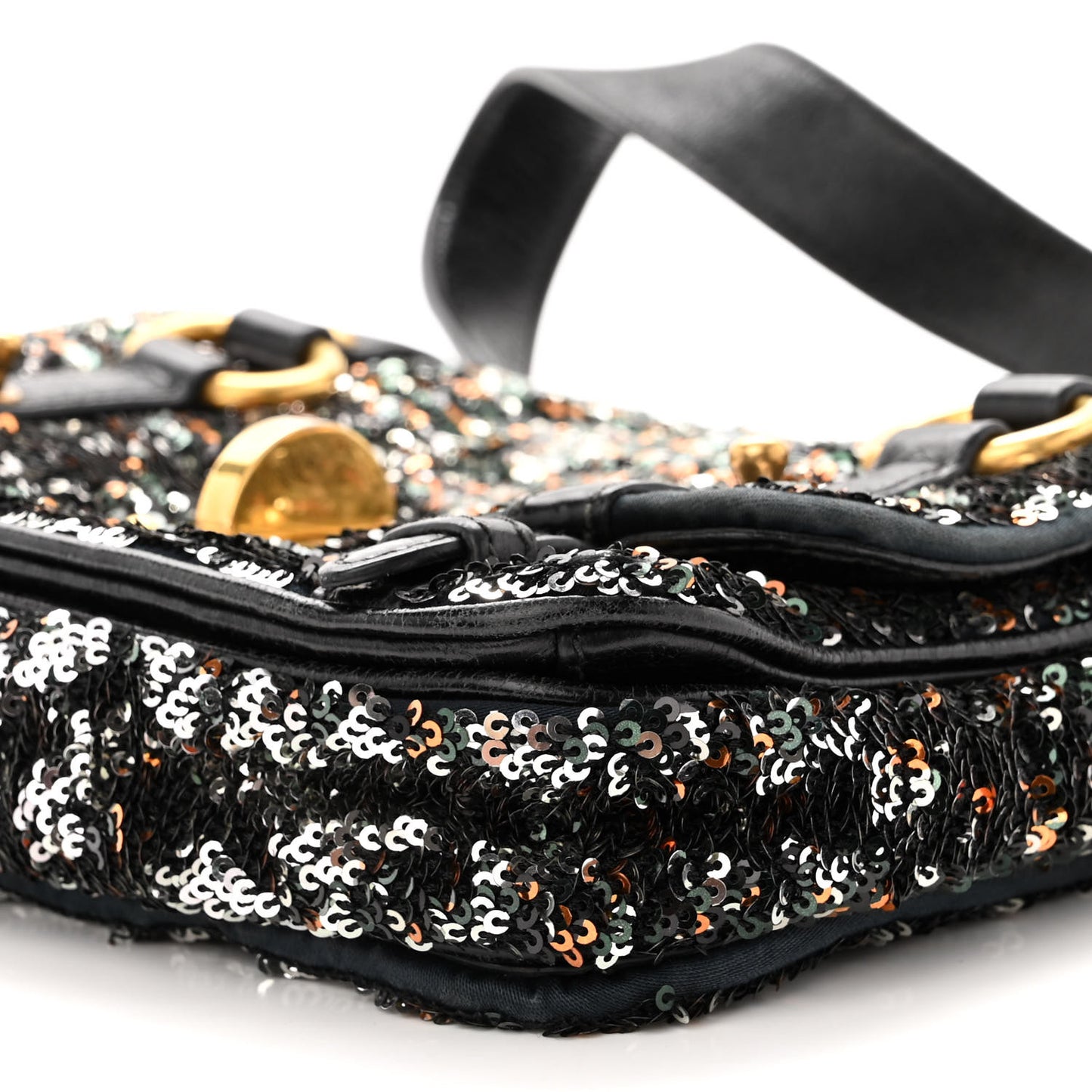 Paillettes Sequined Mini East West Satchel Argento