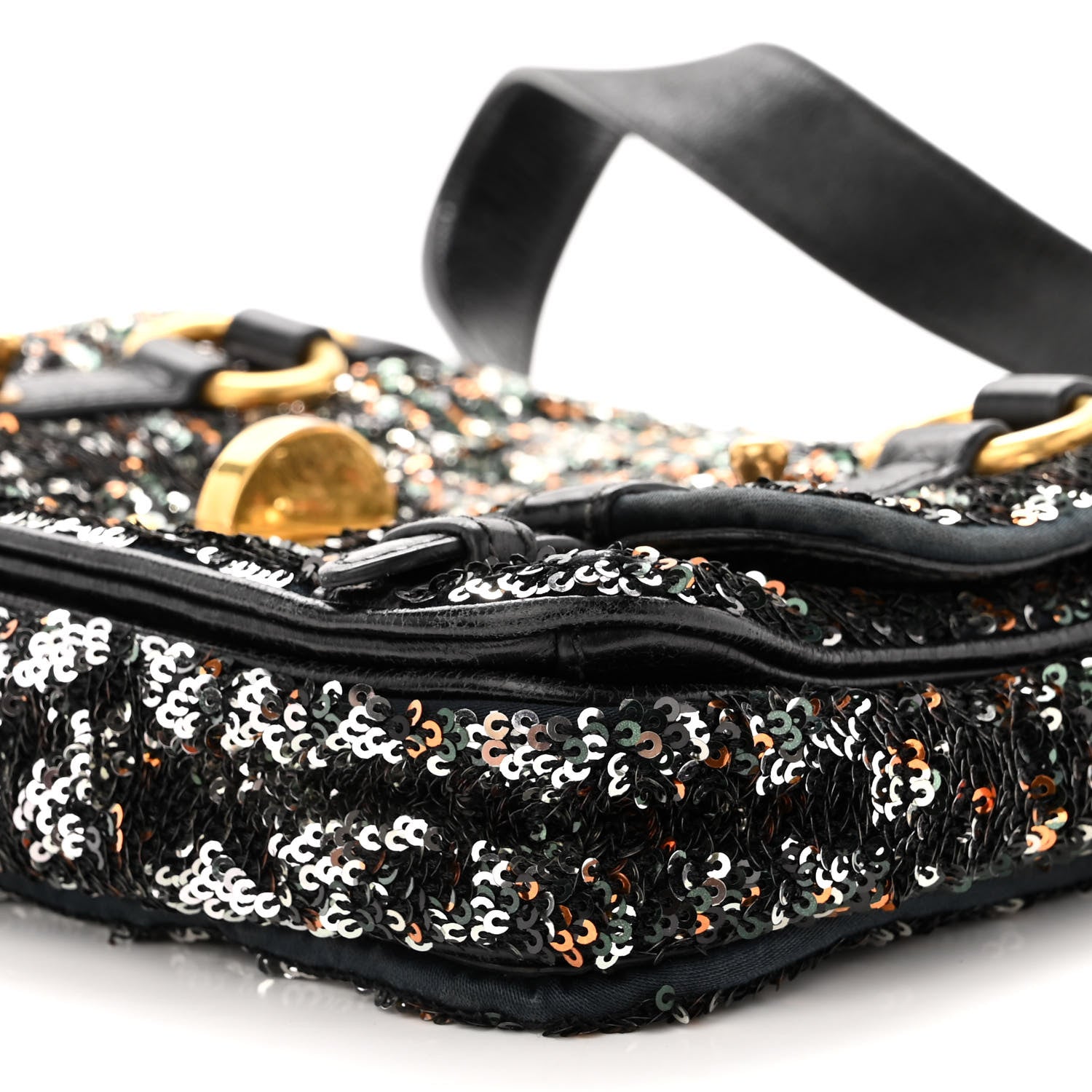Miu Miu Paillettes Sequined Mini East West Satchel Argento 9 of 9