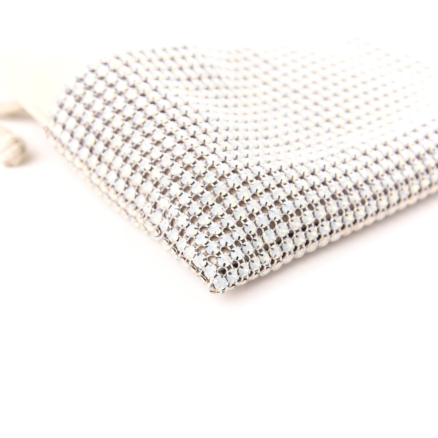 Lambskin Crystal Rhinestone Ryan Mini Drawstring Bag Beige