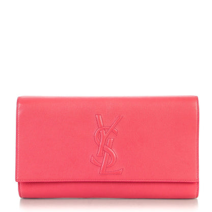 Saint Laurent Goatskin Large Belle de Jour Clutch Fuchsia 1 of 7