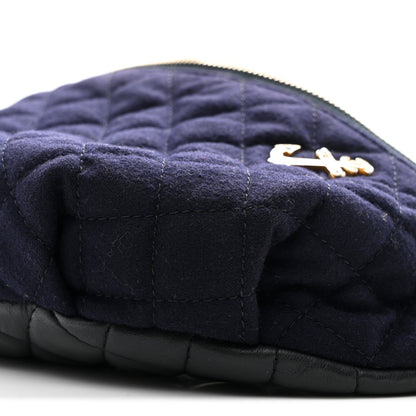 Chanel Wool Lambskin Quilted Paris Hamburg Charms Waist Bag Dark Navy 10 of 10
