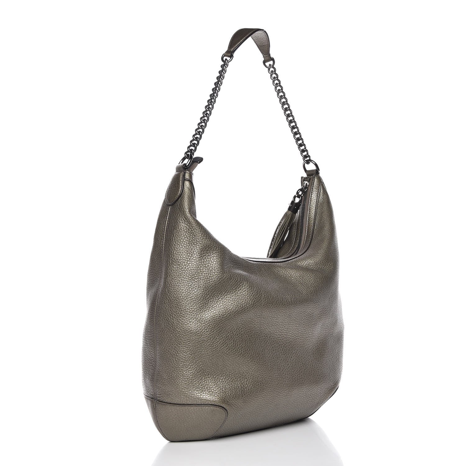 Gucci Metallic Pebbled Calfskin Medium Soho Chain Hobo Sasso 3 of 10