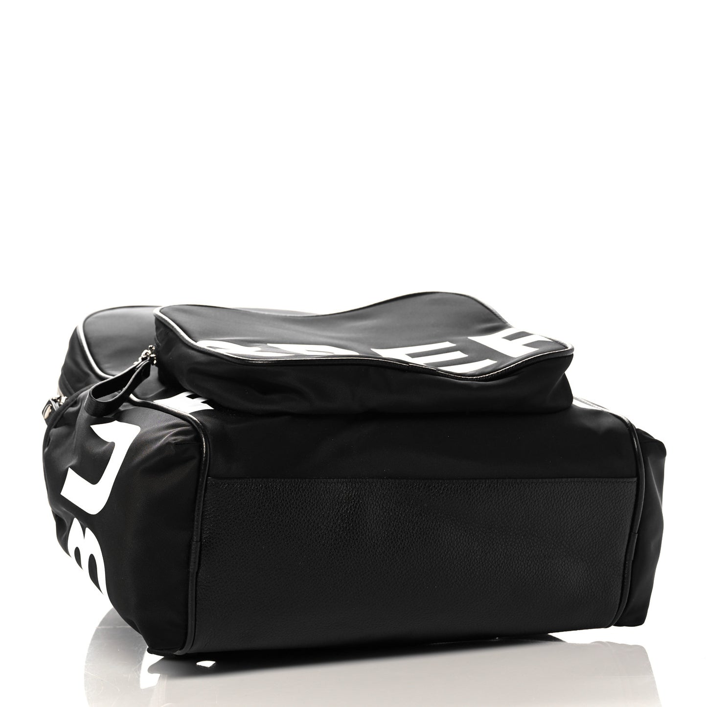 Nylon Logo Print Backpack Black