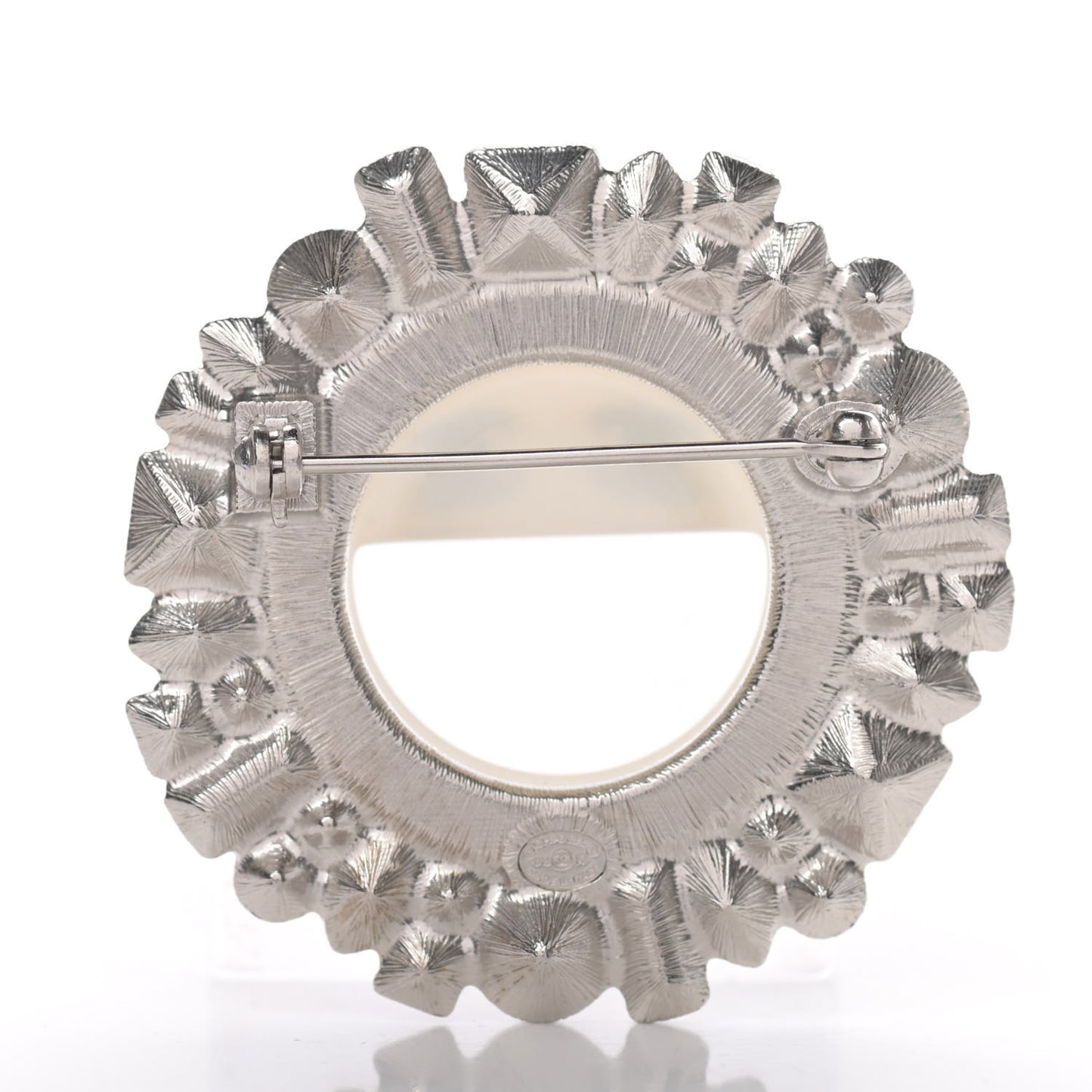 Crystal CC Smiley Emoji Brooch Silver