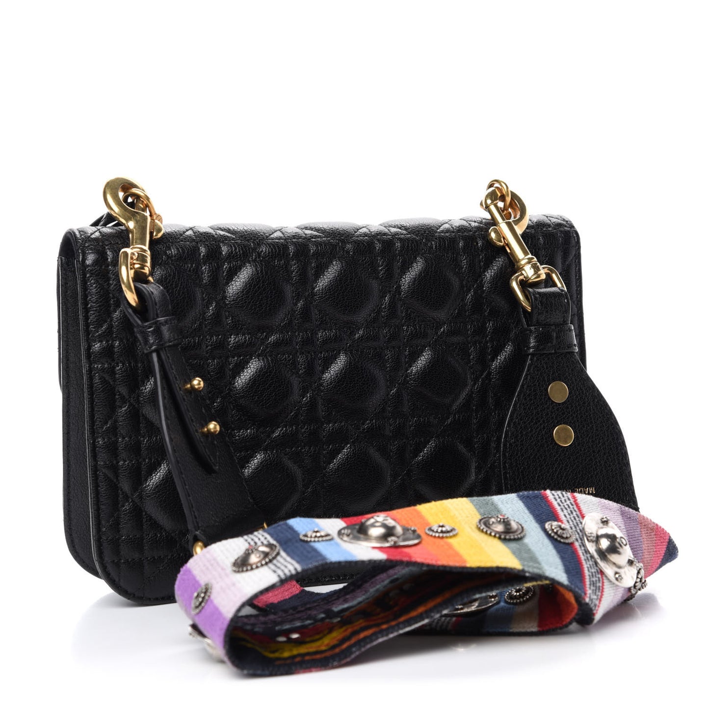 Lambskin Cannage Large Dioraddict Flap J’Adior Strap Black