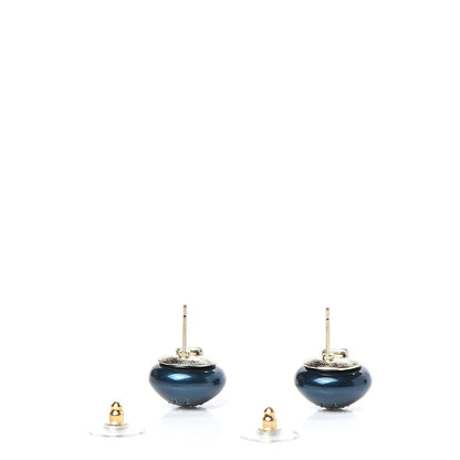 Chanel Resin Crystal CC La Pausa Earrings Navy Gold 3 of 5