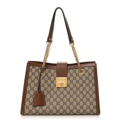 Gucci GG Supreme Monogram Medium Padlock Tote Beige Cuir 1 of 10