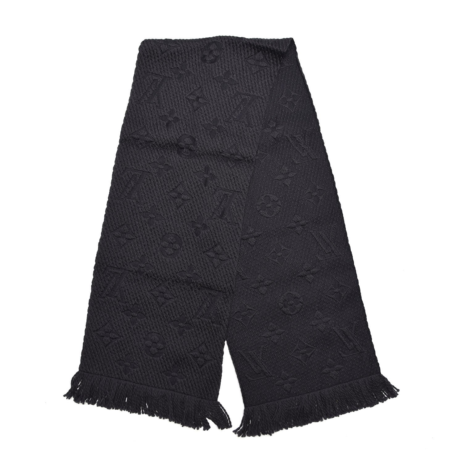Louis Vuitton Wool Silk Logomania Scarf Black 3 of 4