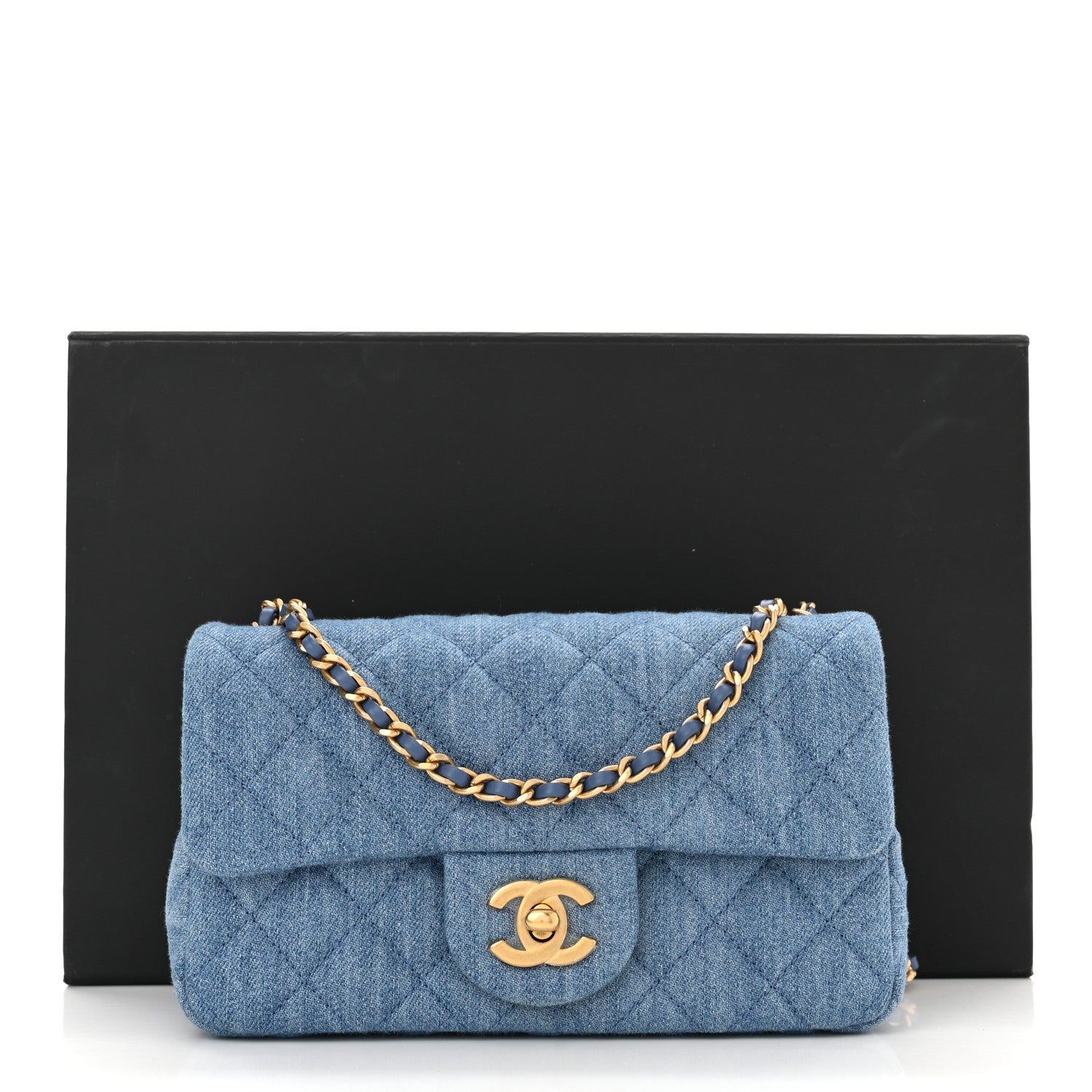 Chanel Denim Quilted Mini Pearl Crush Rectangular Flap Blue 11 of 11