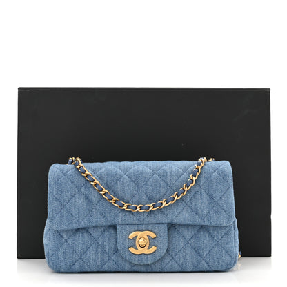 Chanel Denim Quilted Mini Pearl Crush Rectangular Flap Blue 11 of 11