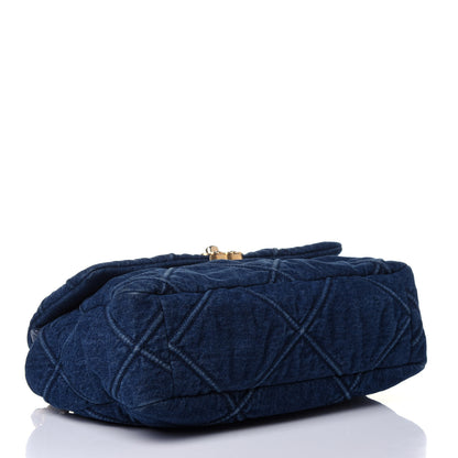 Chanel Denim Quilted Large Chanel 19 Flap Blue 5 of 12