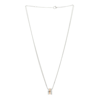 Cartier 18K White Pink Gold Diamond Three Ring LOVE Necklace 3 of 5