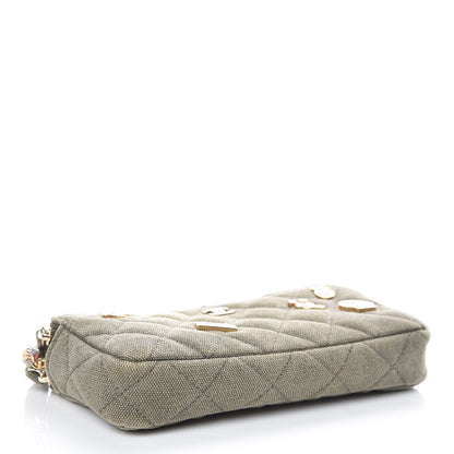 Chanel Canvas Quilted Coco Cuba Small Clutch With Chain Khaki 4 of 12