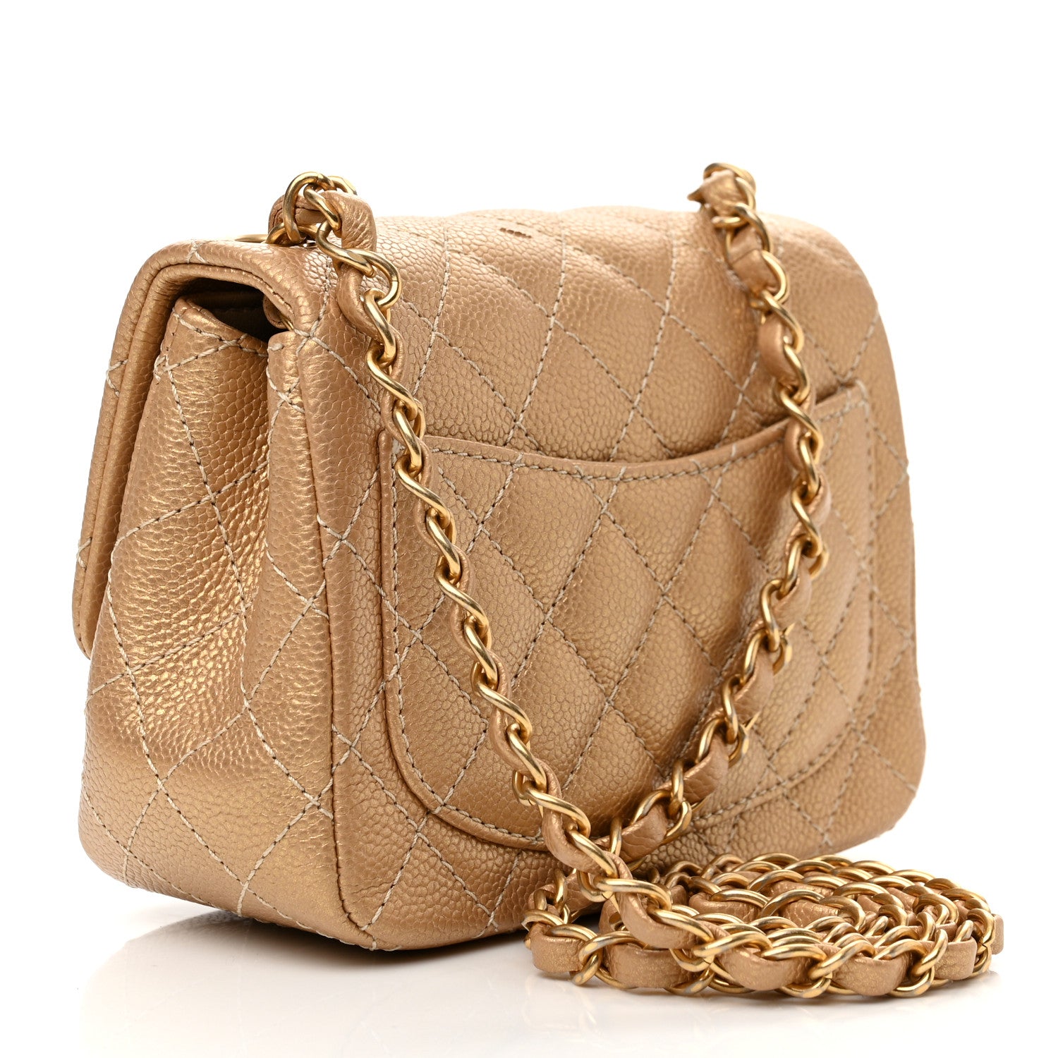 Chanel Metallic Caviar Quilted Mini Square Flap Gold 2 of 9