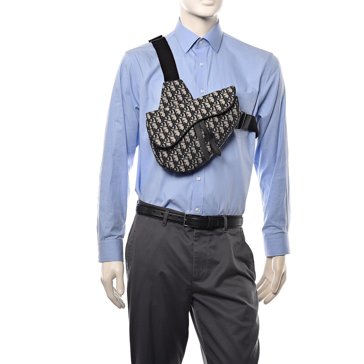 Christian Dior Oblique Mens Saddle Bag Blue 2 of 9