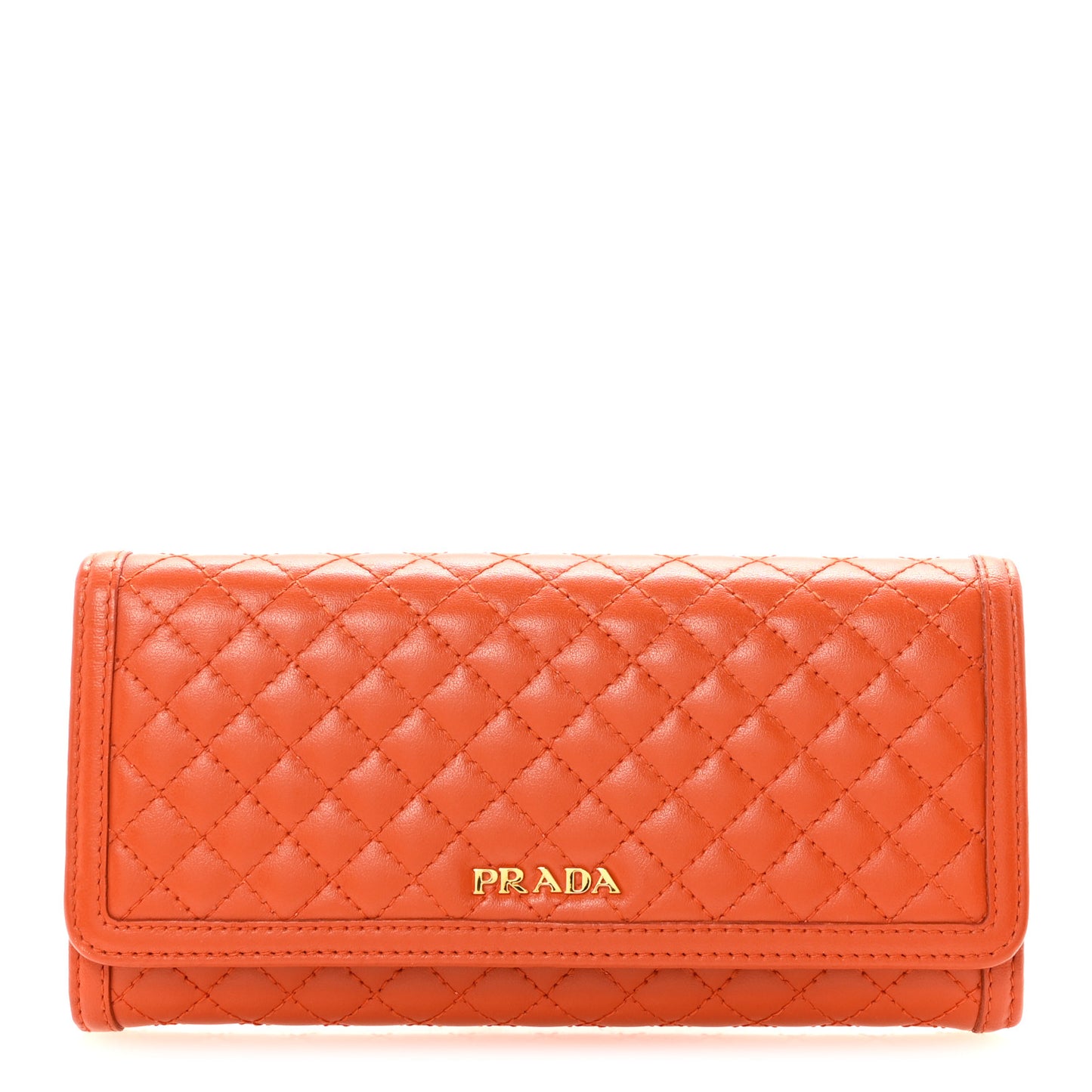 Soft Calf Quilted Continental Flap Wallet Orange