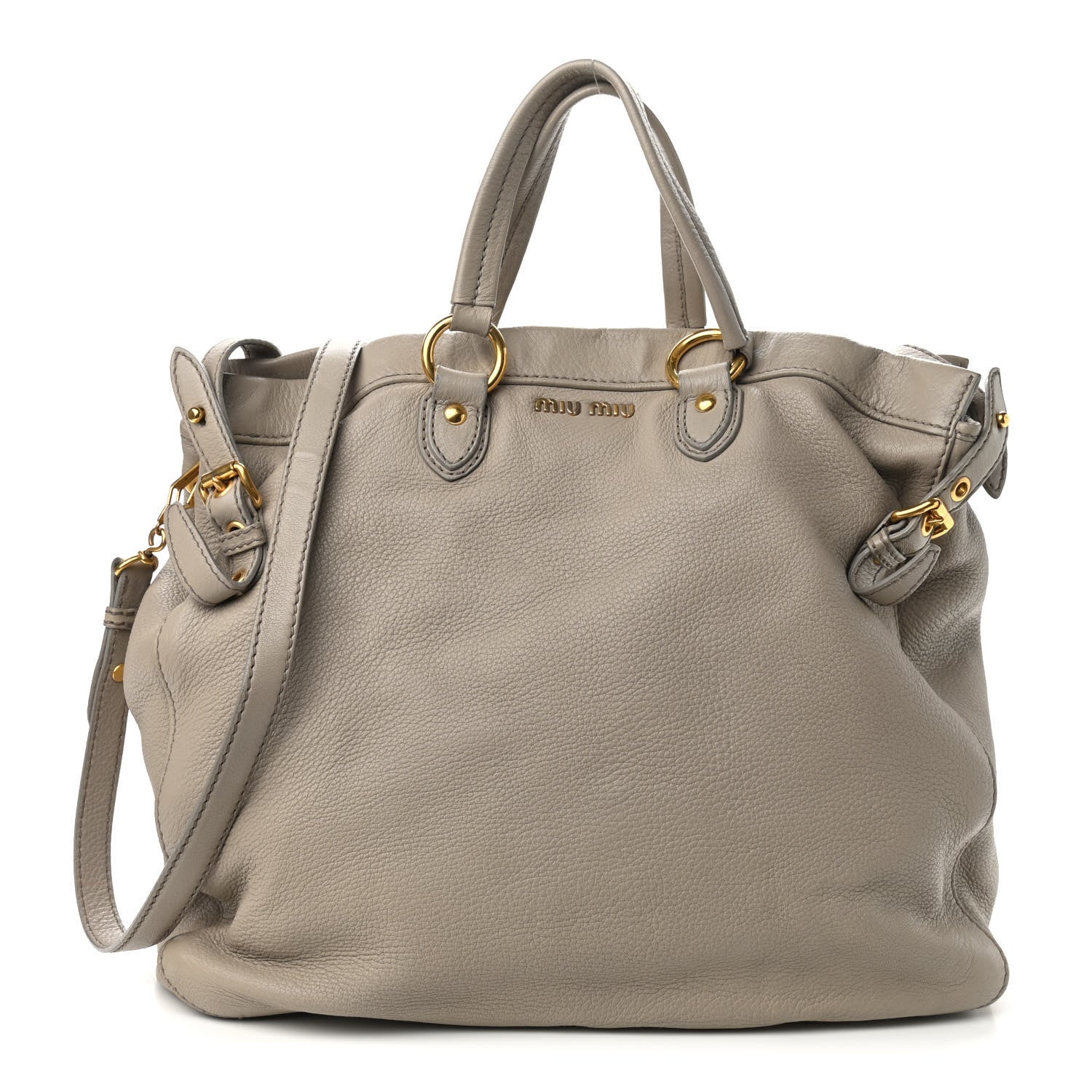 Miu Miu Vitello Daino Top Handle Tote Beige 1 of 11