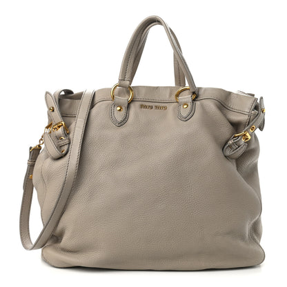 Miu Miu Vitello Daino Top Handle Tote Beige 1 of 11