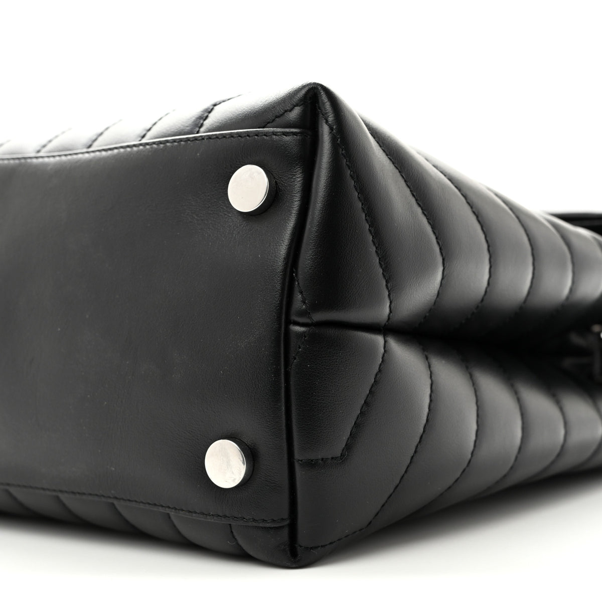 Calfskin Y Quilted Monogram Large Loulou Chain Satchel Black