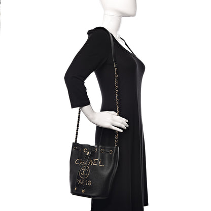 Chanel Caviar Deauville Drawstring Bucket Bag Black 2 of 10