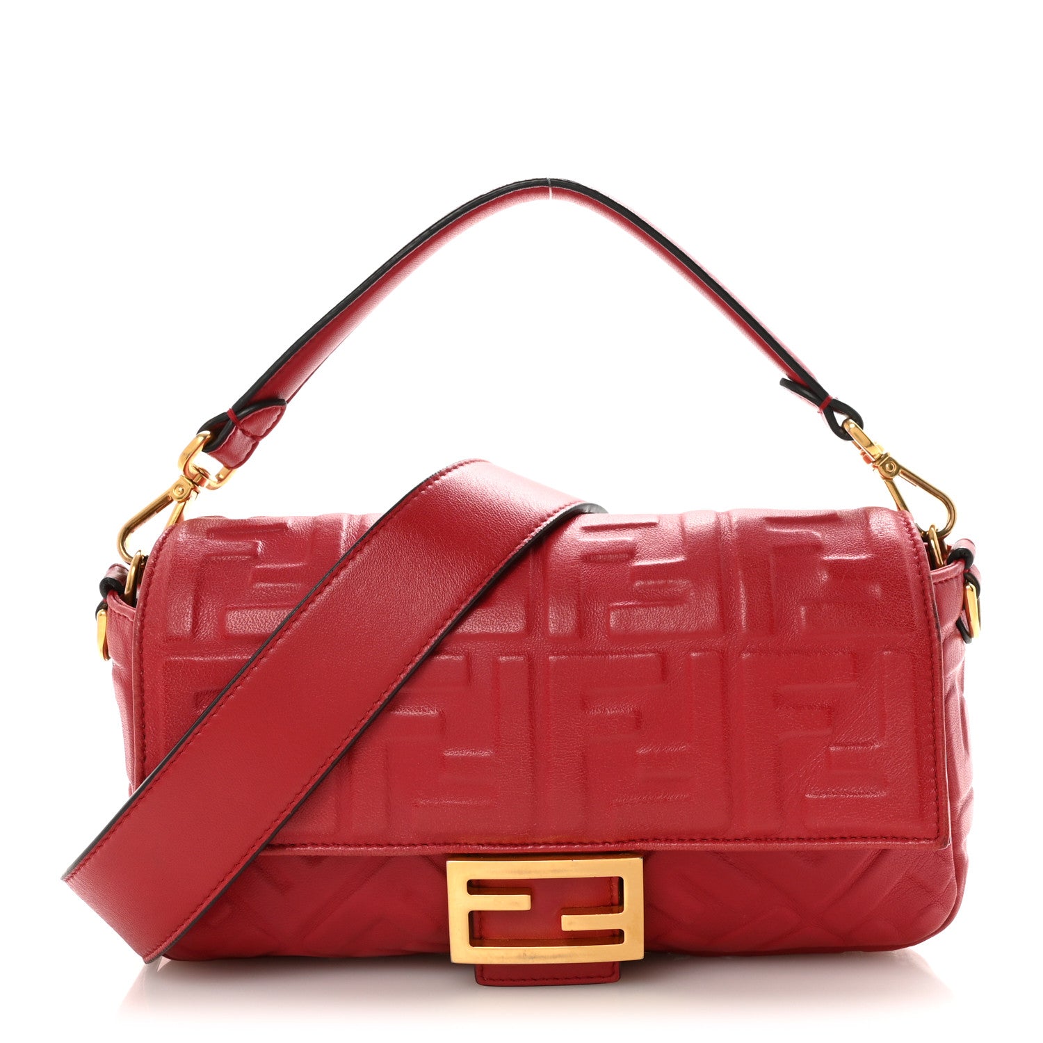 Fendi Nappa FF 1974 Embossed Baguette Fragola 1 of 10
