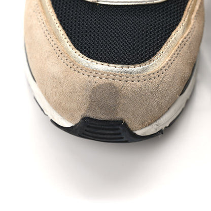 Chanel Mesh Suede Calfskin Womens CC Sneakers 38.5 White Black Beige Gold 10 of 11