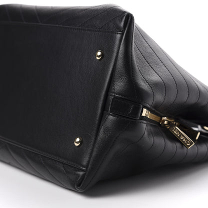 Chanel Calfskin Stitched Large Chevron Chic Shopping Bag Black 9 of 10